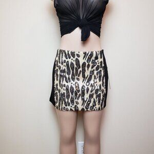XOXO NET Shimmer Leopard Mini Skirt